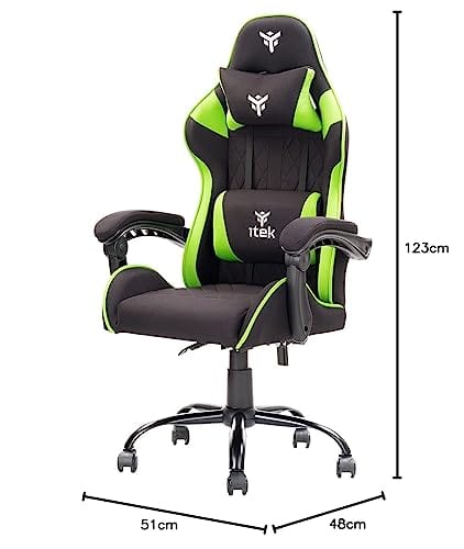 iTek RHOBUS FF10 : Fauteuil Gamer Ergonomique Noir et Vert avec Support Lombaire