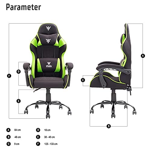 iTek RHOBUS FF10 : Fauteuil Gamer Ergonomique Noir et Vert avec Support Lombaire