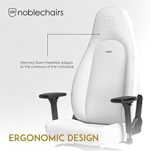 noblechairs Icon White Edition – Chaise Gaming Ergonomique 150kg avec Coussin Inclus