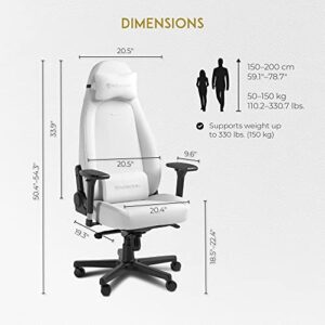 noblechairs Icon White Edition – Chaise Gaming Ergonomique 150kg avec Coussin Inclus