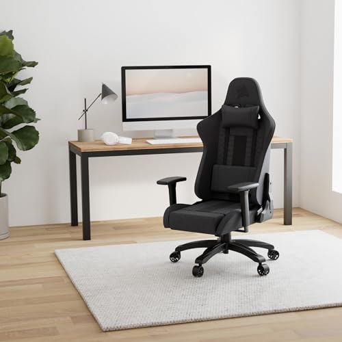 Chaise de jeu Corsair TC100 en tissu relaxé, gris/noir, taille unique