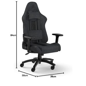 Chaise de jeu Corsair TC100 en tissu relaxé, gris/noir, taille unique
