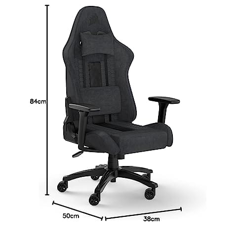 Chaise de jeu Corsair TC100 en tissu relaxé, gris/noir, taille unique