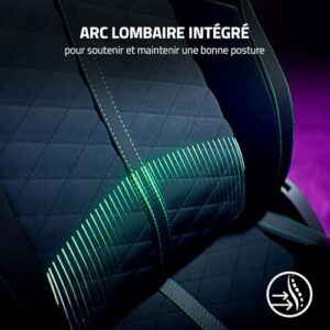 Razer Enki X : Chaise de jeu avec support lombaire réglable en noir/vert