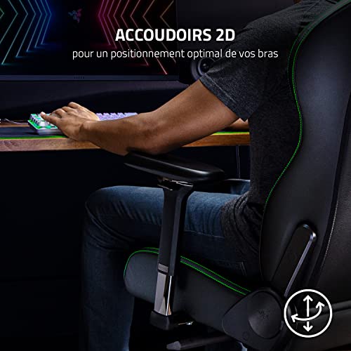 Razer Enki X : Chaise de jeu avec support lombaire réglable en noir/vert