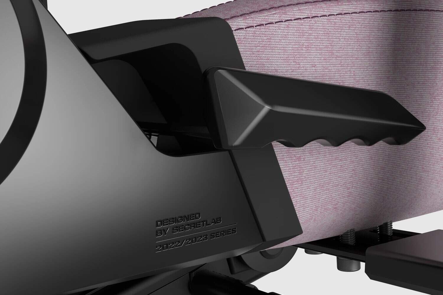 Détail du siège Secretlab 2022/2023, design ergonomique et finitions premium.